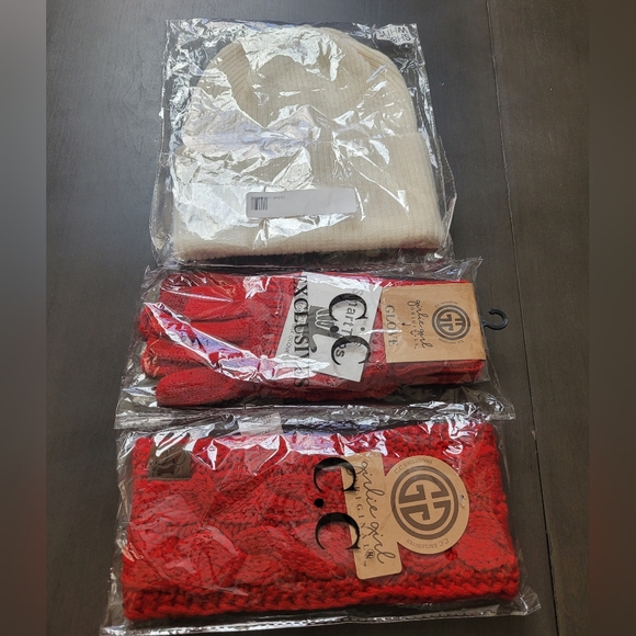 C.C. Exclusives Accessories - 3PC NWT Beanie Hat, Gloves, Ear Warmer